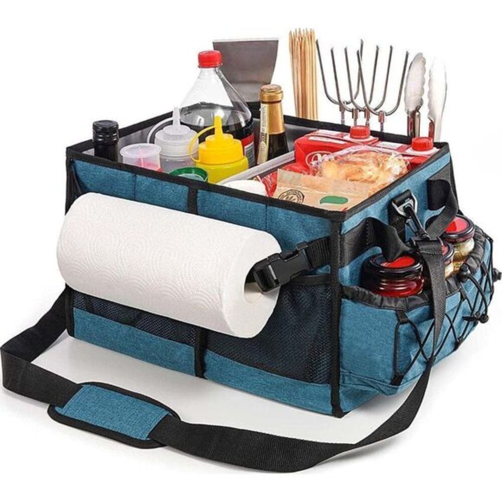 Paper Towel Caddy Grill BBQ Holder, Picnic Organizer Utensil Caddy Condiment